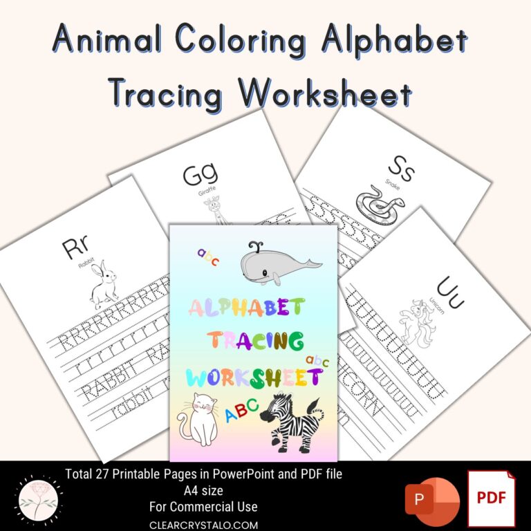 Animal Coloring Alphabet Tracing Worksheet
